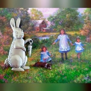 JJ Jonette Bunny with Swinging Carrot Pewter Pin